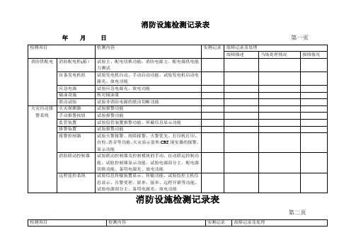 消防设施检测记录表(月检)