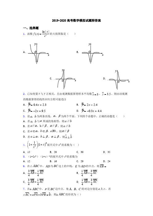 2019-2020高考数学模拟试题附答案