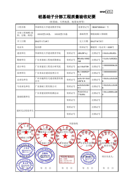 子分部工程质量验收纪要GD424