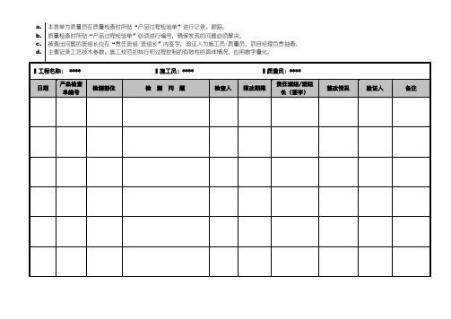 产品过程检验单跟踪表