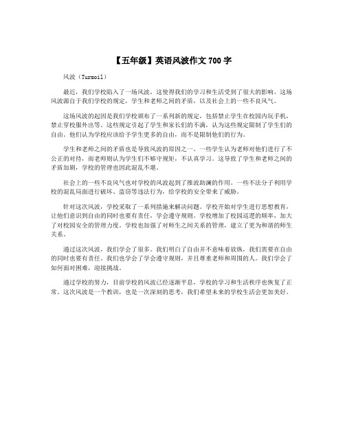 【五年级】英语风波作文700字