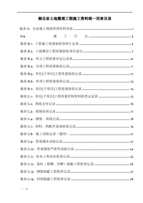 土地整治工程施工统一用表-湖北省