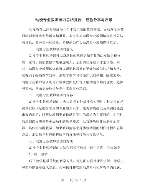 动漫专业教师培训总结报告：经验分享与启示