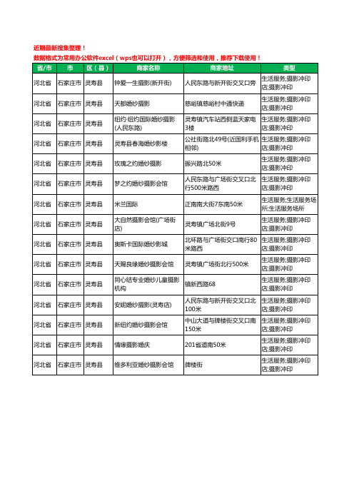 2020新版河北省石家庄市灵寿县婚纱摄影工商企业公司商家名录名单黄页联系方式电话大全15家