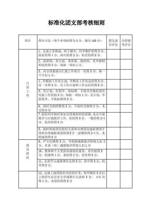 标准化团支部考核细则表格