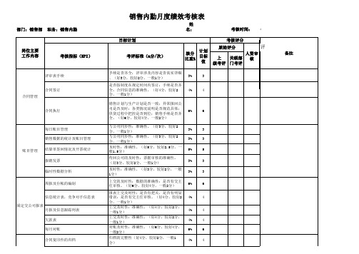 销售内勤绩效考核表