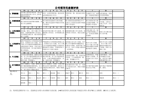 公司领导民意测评表