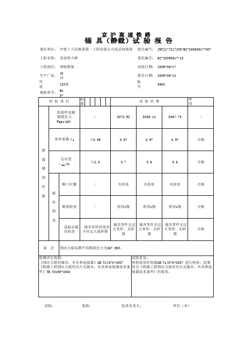 锚具(静载)试验报告