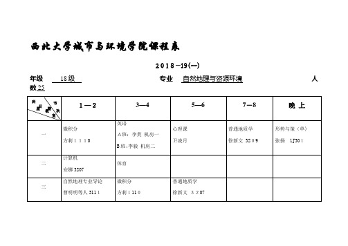 西北大学城市与环境学院课程表