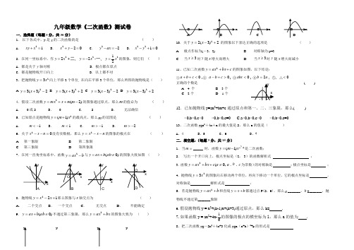 初中数学二次函数测试卷