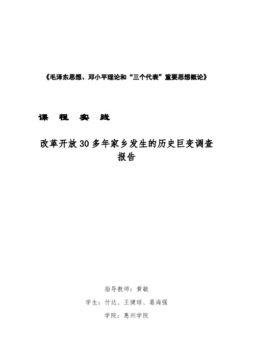 改革开放30多年家乡发生的历史巨变调查报告