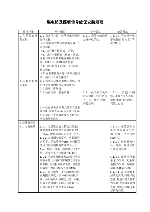 煤电钻及照明信号综保安装规范