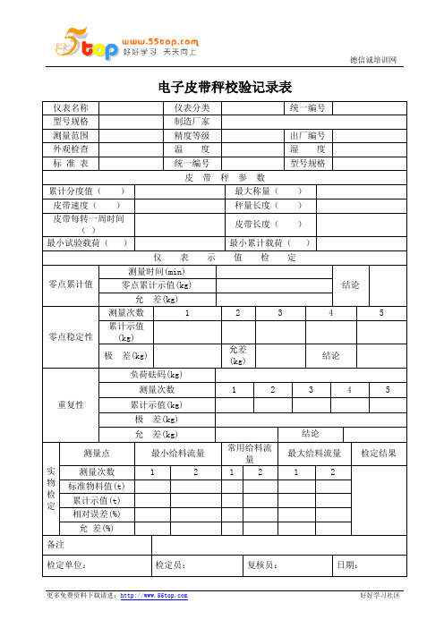 电子皮带秤校验记录表