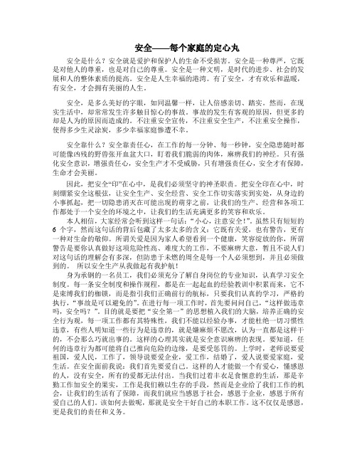 安全——每个家庭的定心丸