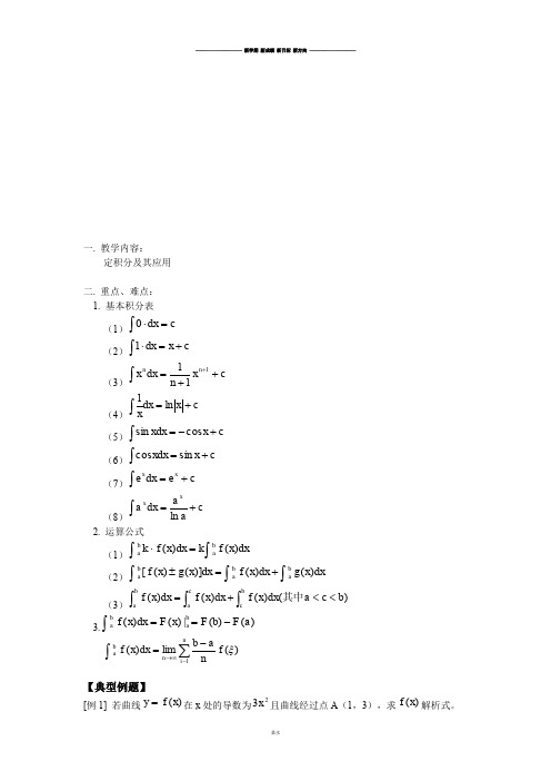 人教A版选修2-2定积分及其应用.docx