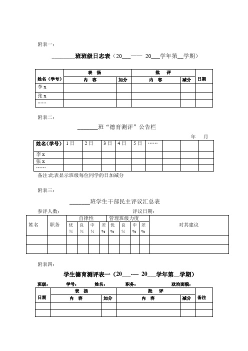 学生德育评价表---精品模板