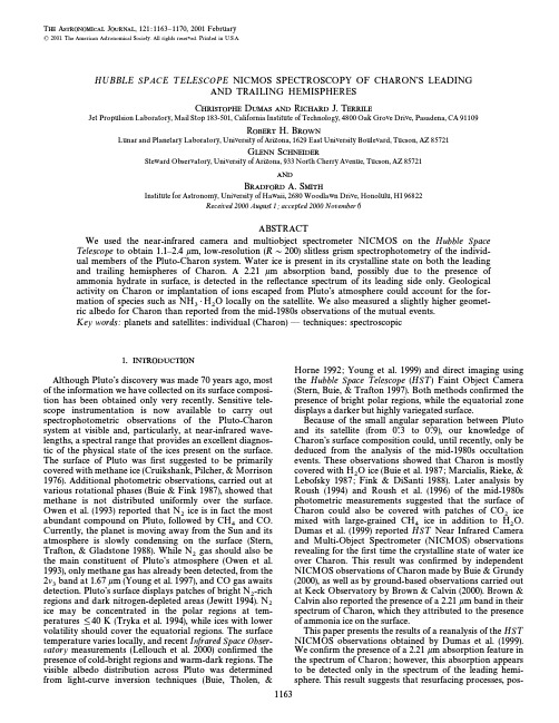 HUBBL E SPACE T EL ESCOPE NICMOS SPECTROSCOPY OF CHARONS LEADING AND TRAILING HEMISPHERES