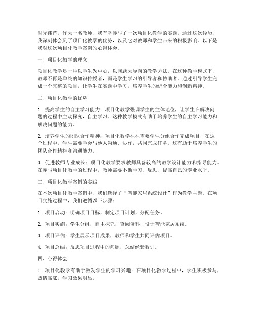 教师项目化案例心得体会