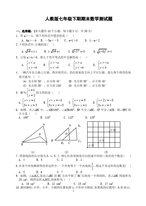 人教版七年级数学下册期末测试题(1)