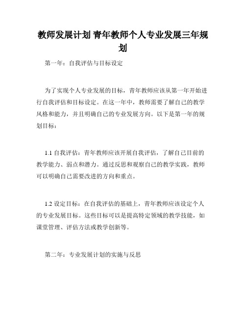 教师发展计划 青年教师个人专业发展三年规划