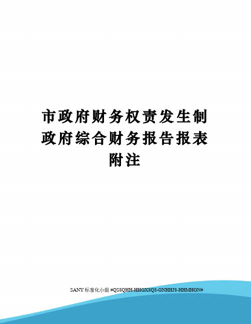 市政府财务权责发生制政府综合财务报告报表附注