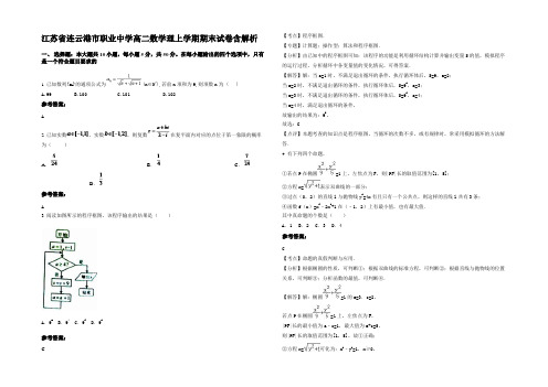 江苏省连云港市职业中学高二数学理上学期期末试卷含解析