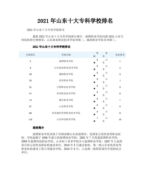 山东十大专科学校排名