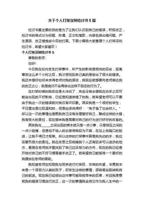 关于个人打架深刻检讨书5篇