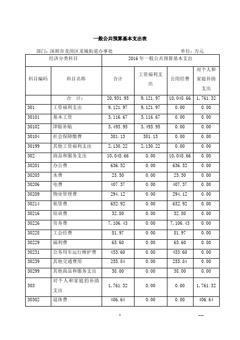 一般公共预算基本支出表