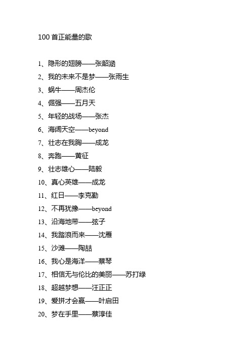 100首正能量的歌