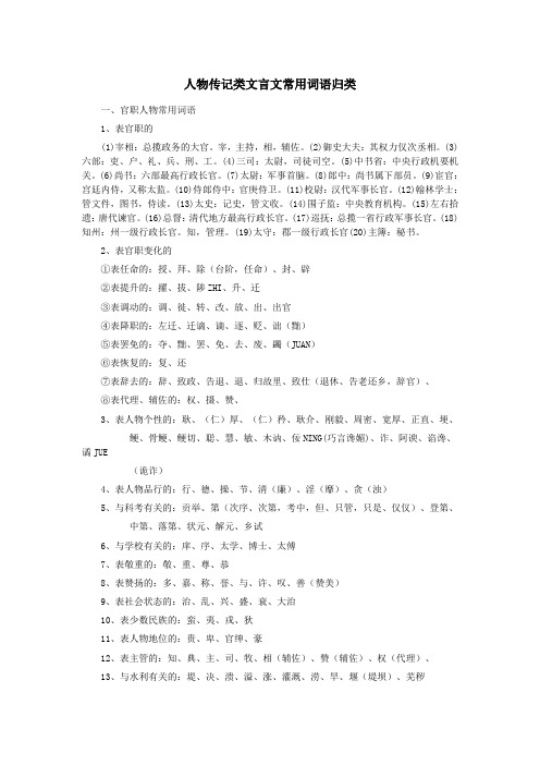 人物传记类文言文常用词语归类