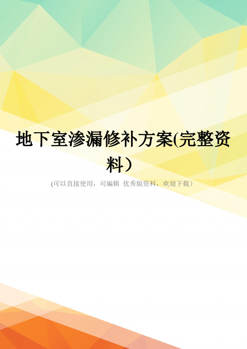 地下室渗漏修补方案(完整资料)