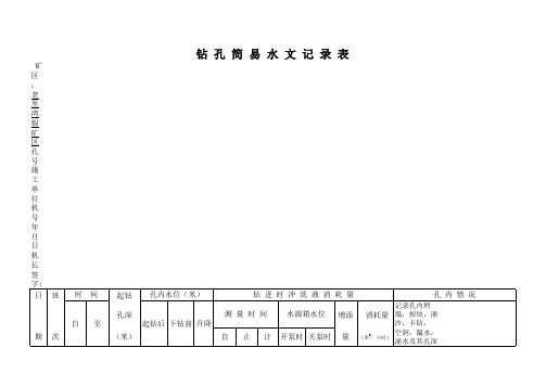 简易水文观测记录表