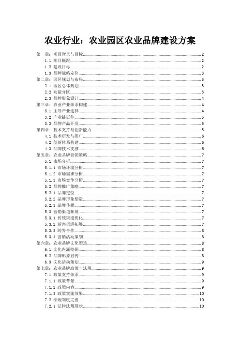 农业行业：农业园区农业品牌建设方案