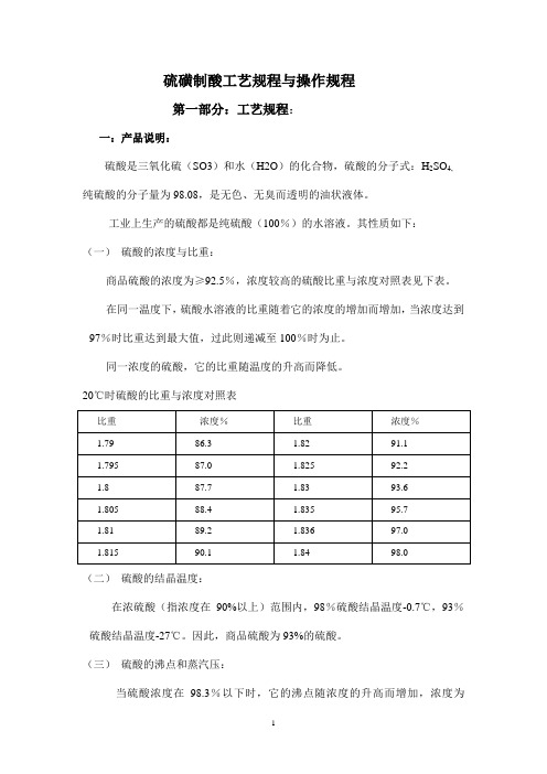 (完整版)硫磺制酸工艺规程与操作规程要点