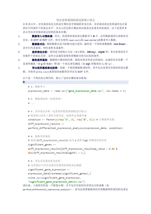 导出差异基因的表达矩阵r语言