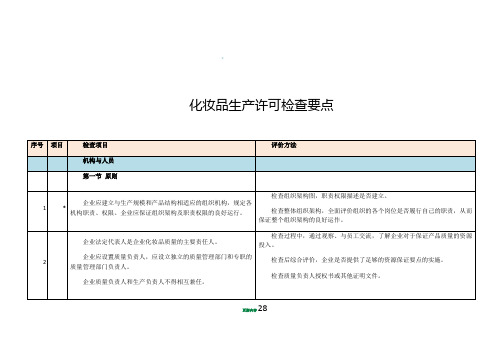 化妆品生产许可检查要点105条