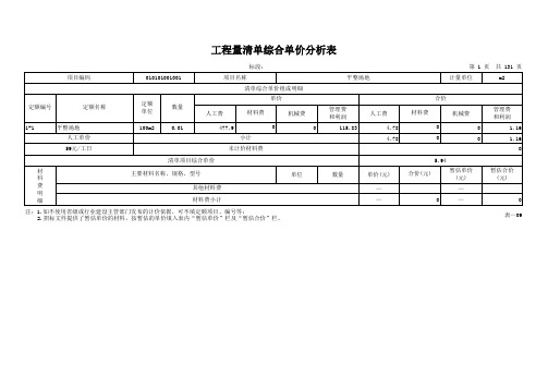 广联达 综合清单导入工程实例1 清单计价表格(地区特性不同者可下载查看)