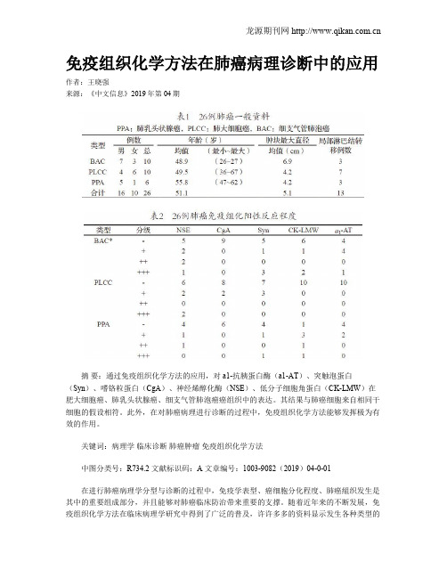 免疫组织化学方法在肺癌病理诊断中的应用