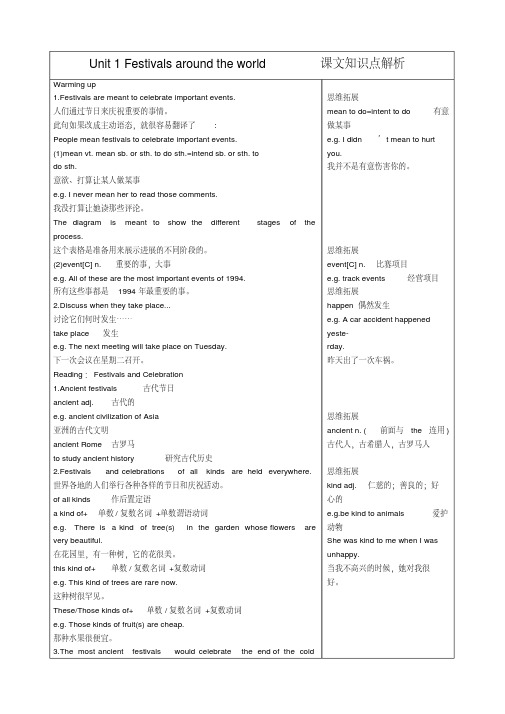 Unit1Festivalsaroundtheworld课文知识点解析