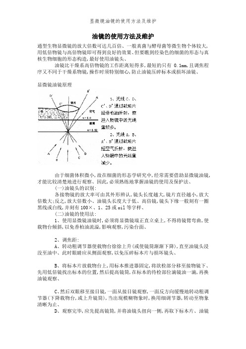 显微镜油镜的使用方法及维护