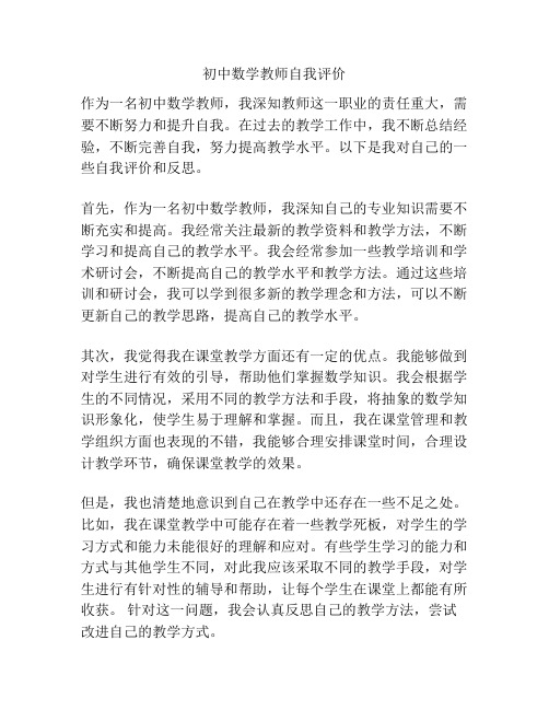 初中数学教师自我评价