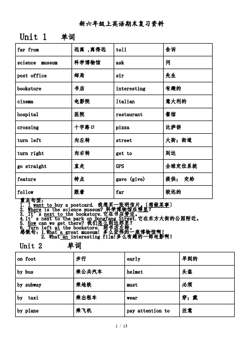 六年级上册英语试题-2018-2019学年度  期末测试 ｜人教(PEP)