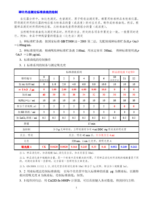 砷测定比色法测定标准曲线绘制