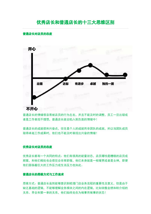 优秀店长和普通店长的十三大思维区别