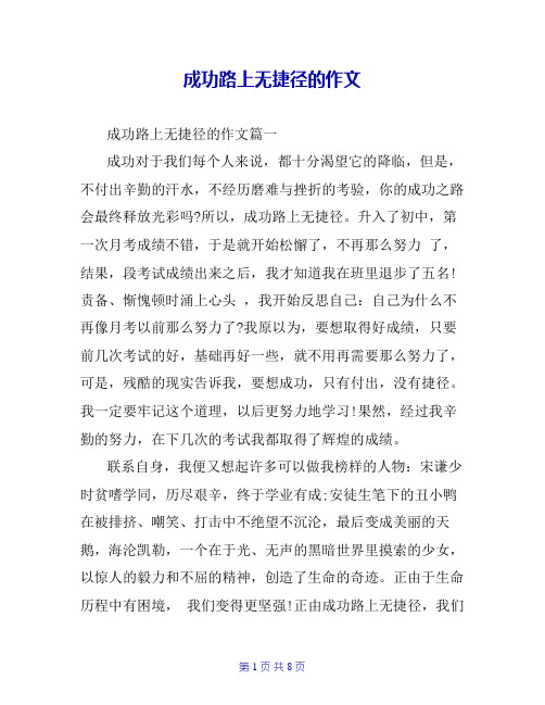 成功路上无捷径的作文