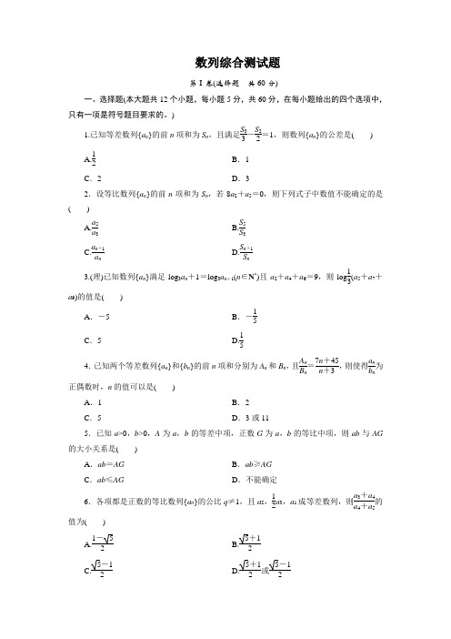 数列综合测试题(经典)含答案