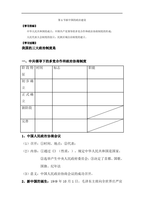 高中历史高三一轮必修一第六单元第1节新中国的政治建