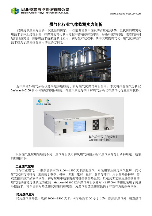 煤气化行业气体监测实力剖析