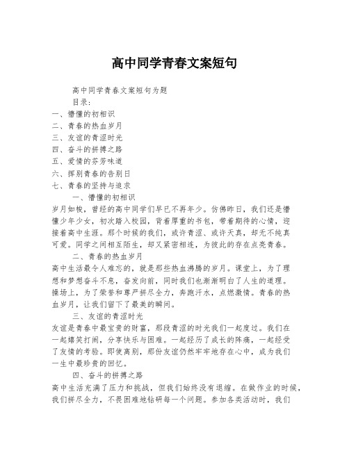 高中同学青春文案短句